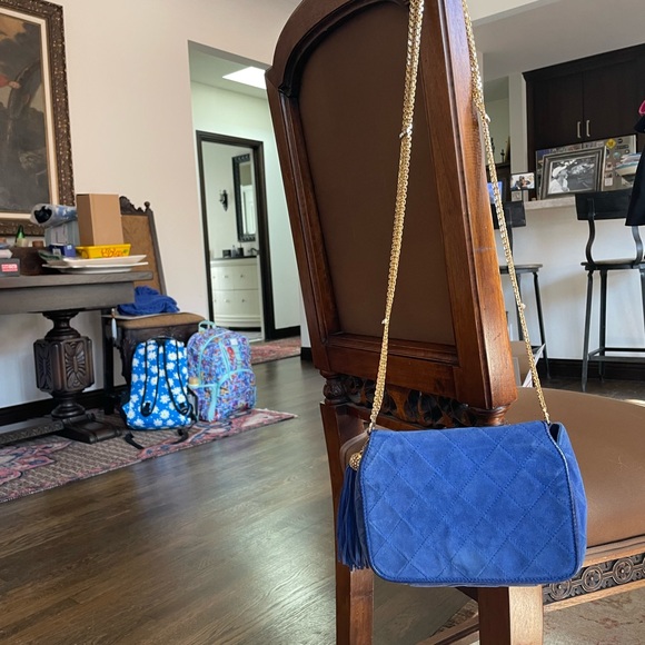 Stunning Blue Suede with Leather Trim Gold Chain is to die for - Picture 5 of 16